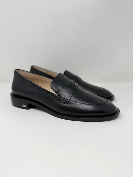 New Stuart Weitzman Emi Penny Loafer Black Leather Sz 8 - Picture 2 of 14